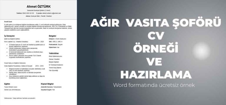 tır çekici gibi ağır vasıta araç sürücüleri için CV örneği ve hazırlama ipuçları