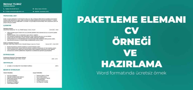 Paketleme elemanı CV örneği ve hazırlanması hakkında içerik