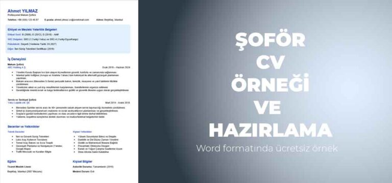Şoför CV örneği ve etkili ipuçları