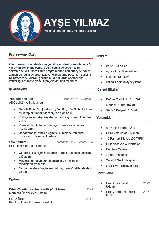 Harika Bir Sekreter CV'si Nasıl Hazırlanır? sekreter cv örneği word