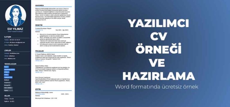 Junior Yazılımcı CV Örnekleri word belgesi