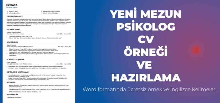 Deneyimsiz yeni mezun psikolog CV örneği ve hazırlanması ingilizce