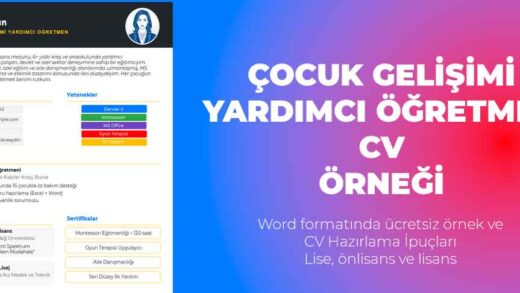 Çocuk Gelişimi CV yardımcı öğretmenler için