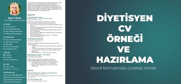 Diyetisyenler için ücretsiz CV örneği ve hazırlama ipuçları