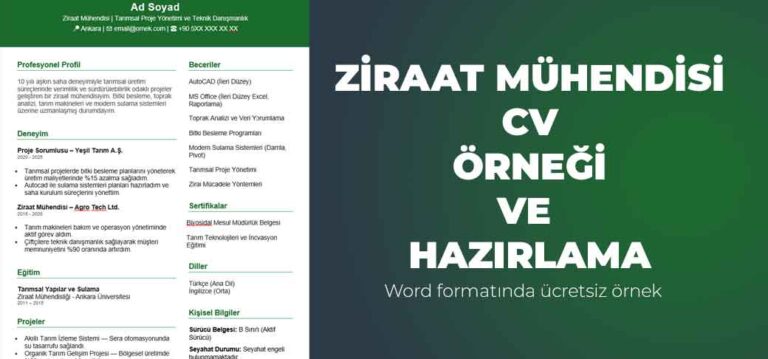 Ziraat mühendisleri için ücretsiz word forrmatında cv örneği ve hazırlama ipuçları