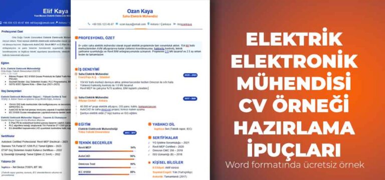 elektrik elektronik mühendisi cv örnekleri ve word formatında cv hazırlama ipuçları