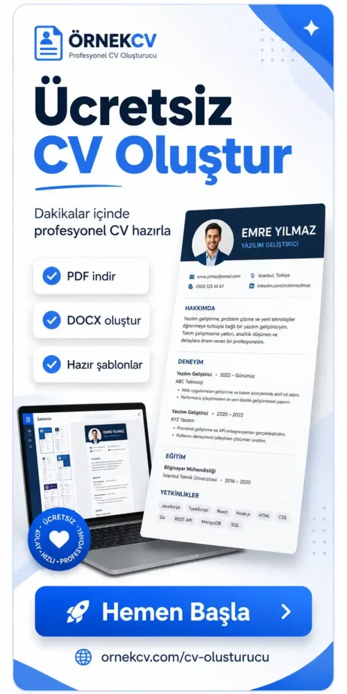 Ücretsiz CV oluşturma aracı ile profesyonel CV hazırlama