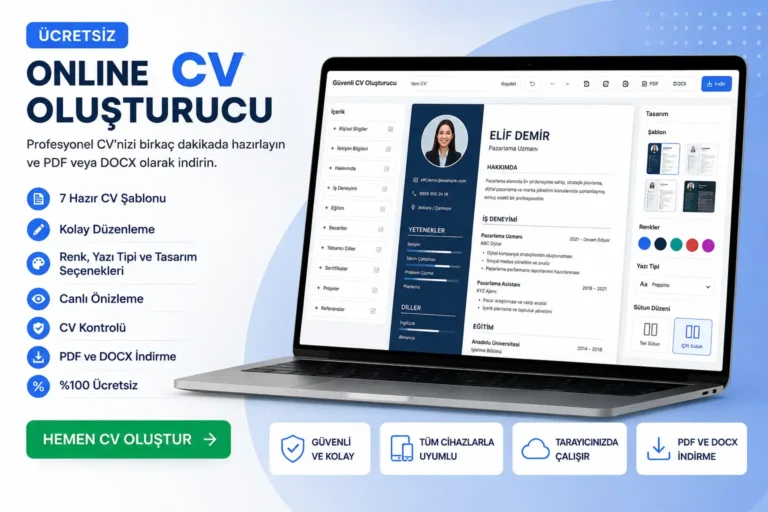 Mobil veya Masaüstü bilgisayarınızdan ücretsiz CV Hazırla