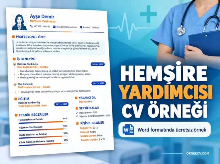 Hemşire yardımcısı CV örneği için hazırlanmış manşet görseli